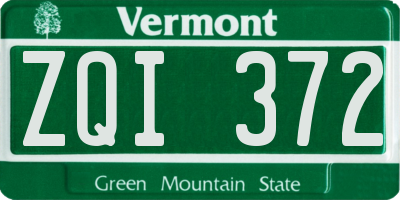 VT license plate ZQI372
