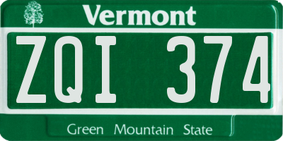 VT license plate ZQI374