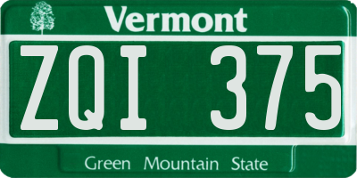 VT license plate ZQI375