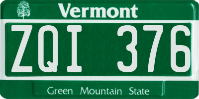 VT license plate ZQI376
