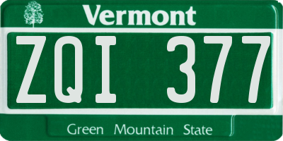 VT license plate ZQI377