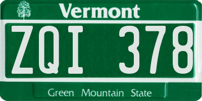 VT license plate ZQI378