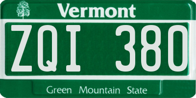 VT license plate ZQI380