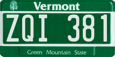 VT license plate ZQI381