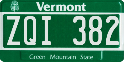 VT license plate ZQI382