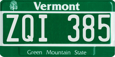 VT license plate ZQI385
