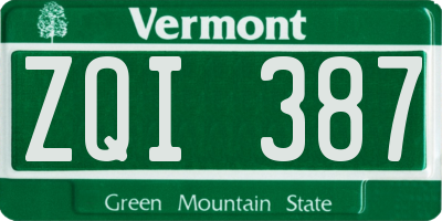 VT license plate ZQI387