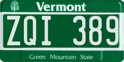 VT license plate ZQI389
