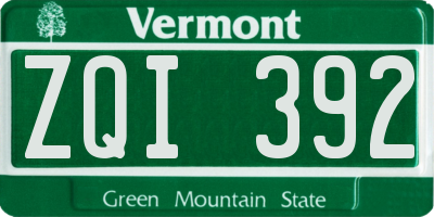 VT license plate ZQI392