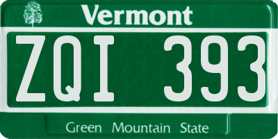 VT license plate ZQI393