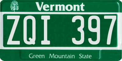 VT license plate ZQI397
