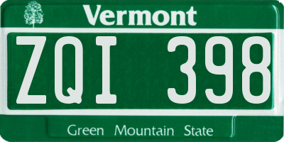 VT license plate ZQI398