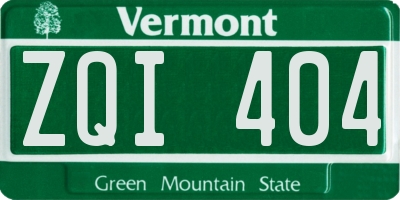 VT license plate ZQI404