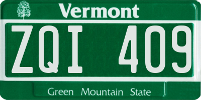 VT license plate ZQI409