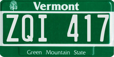 VT license plate ZQI417