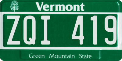 VT license plate ZQI419