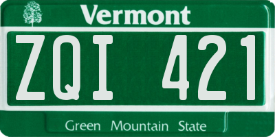 VT license plate ZQI421