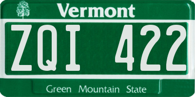 VT license plate ZQI422