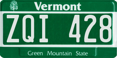 VT license plate ZQI428