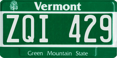 VT license plate ZQI429