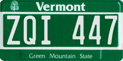 VT license plate ZQI447