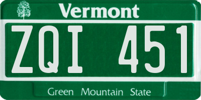 VT license plate ZQI451