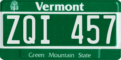 VT license plate ZQI457