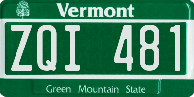 VT license plate ZQI481