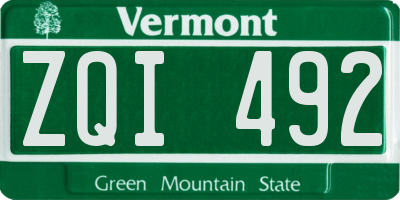 VT license plate ZQI492