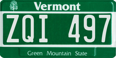 VT license plate ZQI497