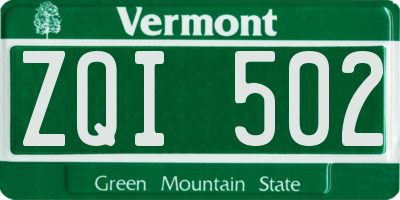 VT license plate ZQI502