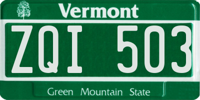 VT license plate ZQI503