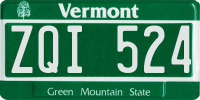 VT license plate ZQI524