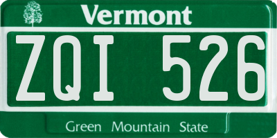 VT license plate ZQI526