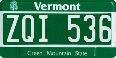 VT license plate ZQI536