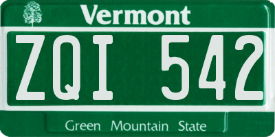 VT license plate ZQI542
