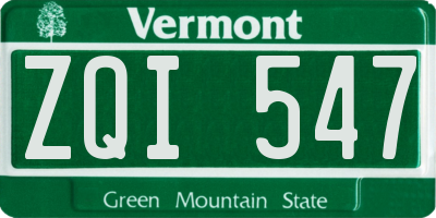 VT license plate ZQI547