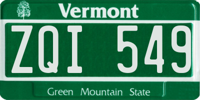 VT license plate ZQI549