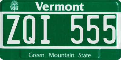 VT license plate ZQI555