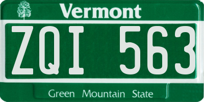 VT license plate ZQI563