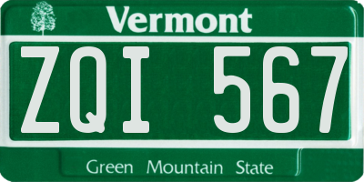VT license plate ZQI567