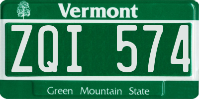 VT license plate ZQI574