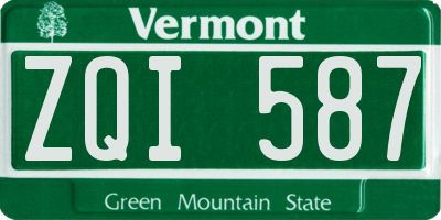 VT license plate ZQI587