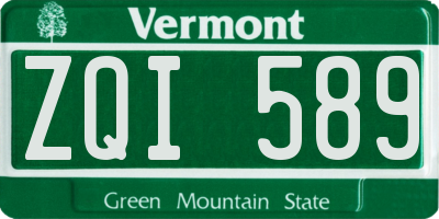 VT license plate ZQI589