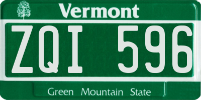 VT license plate ZQI596