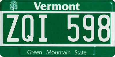 VT license plate ZQI598