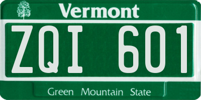 VT license plate ZQI601