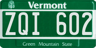 VT license plate ZQI602