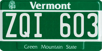 VT license plate ZQI603