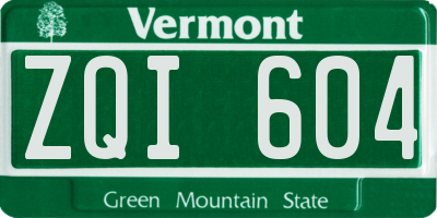 VT license plate ZQI604